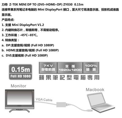 Z-TEK 力特 MINI DP TO (DVI+HDMI+DP) 0.15米轉(zhuǎn)接線 技術(shù)參數(shù)、應(yīng)用場景與市場供應(yīng)解析